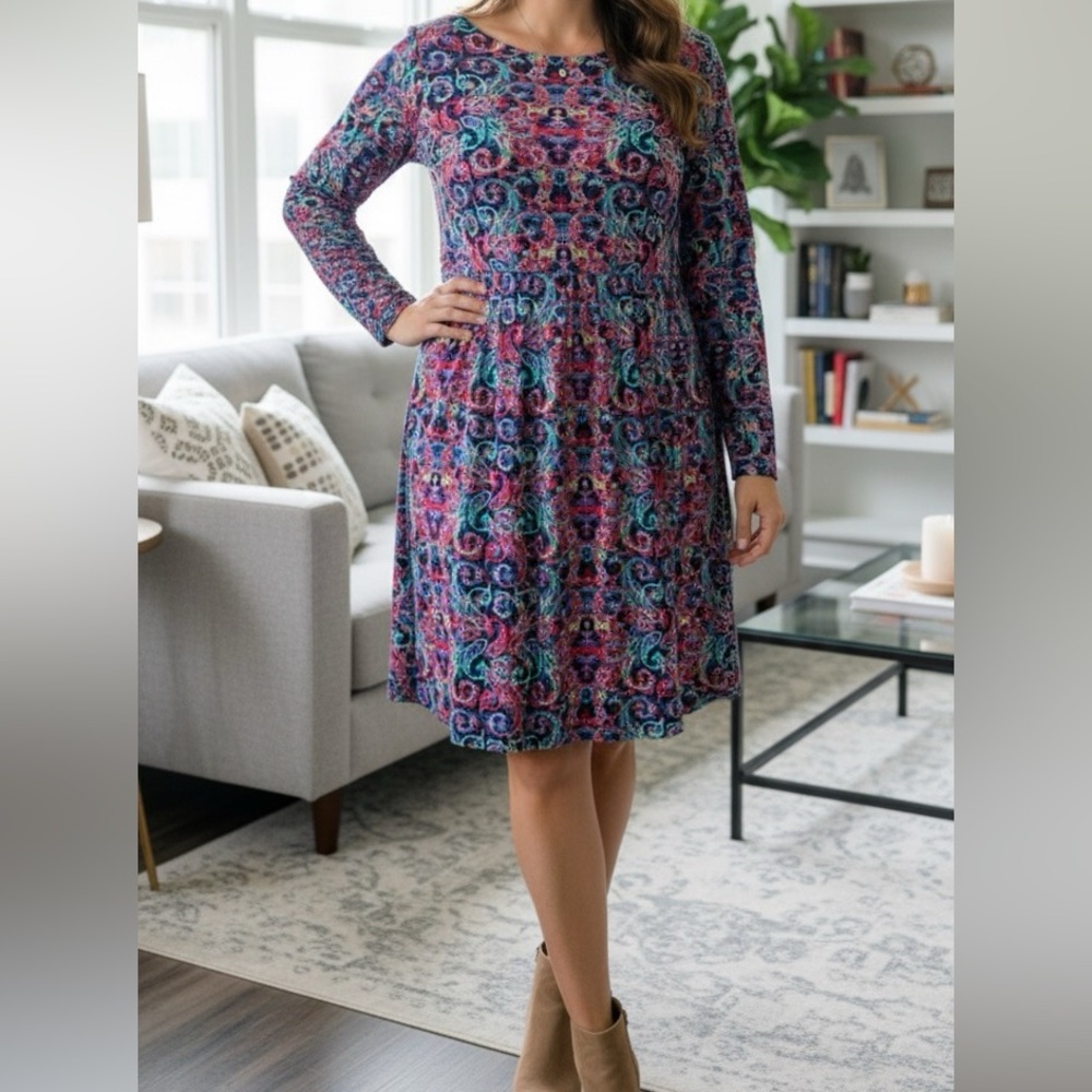 The Limited Women’s Size 14 Long Sleeve Abstract Print Fit & Flare Dress